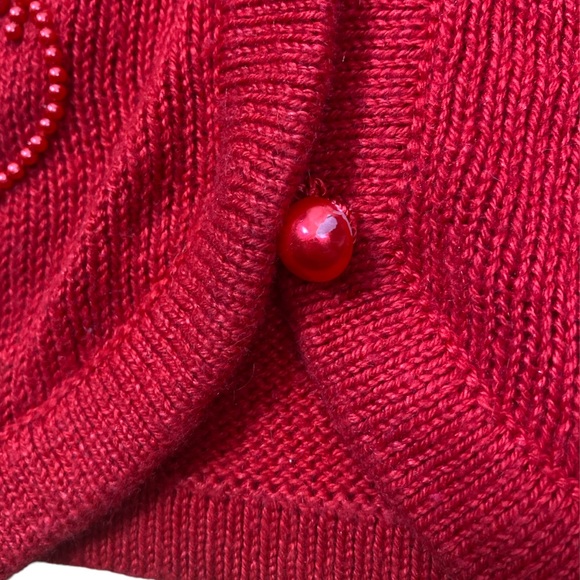 Vintage Requirements Red Knit Ugly Christmas Vest Beaded Embroider Women’s Sz 1X - Picture 9 of 13